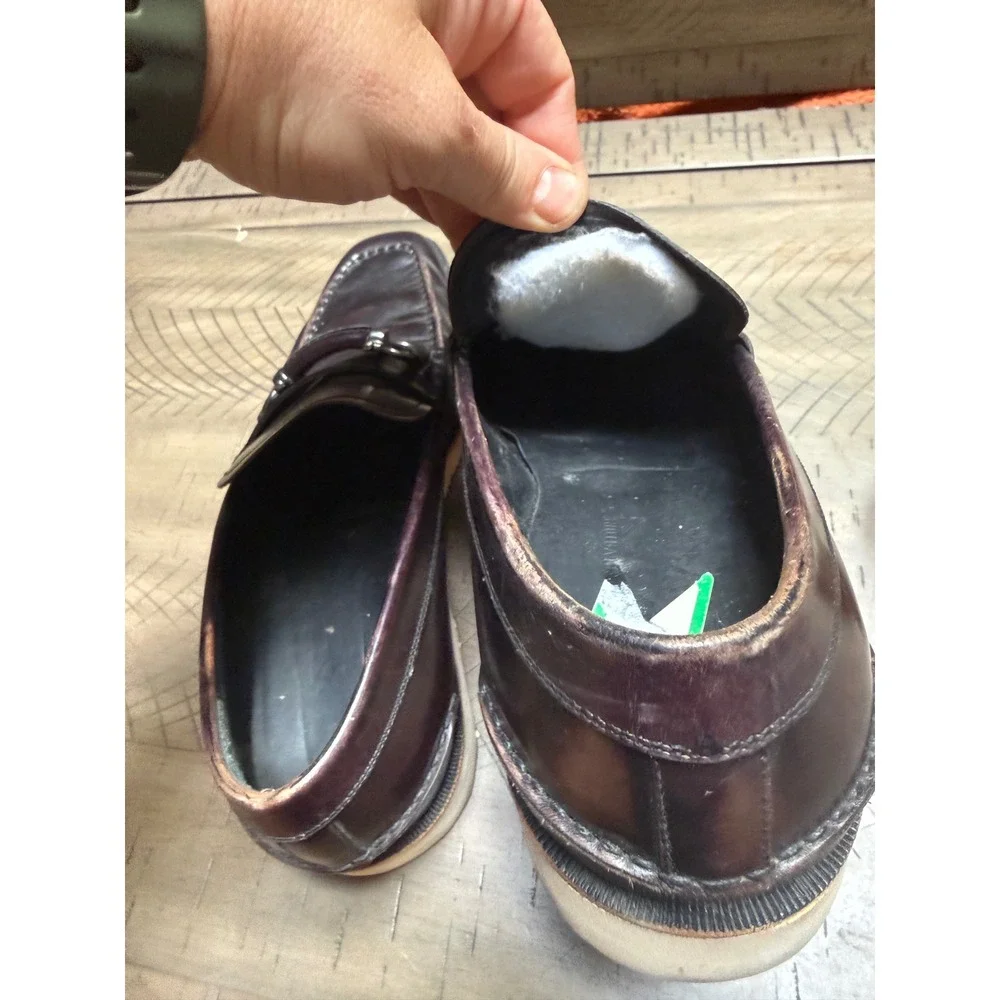 Salvatore Ferragamo Gancini Loafers Mens 8 Burgundy Leather Bit Dress Shoes